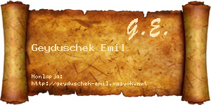 Geyduschek Emil névjegykártya